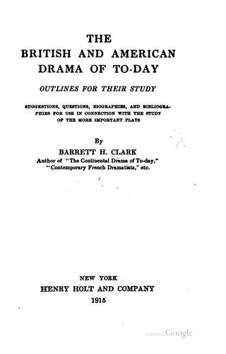 The British and American drama of to-day