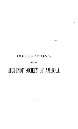 Collections of the Huguenot society of America.