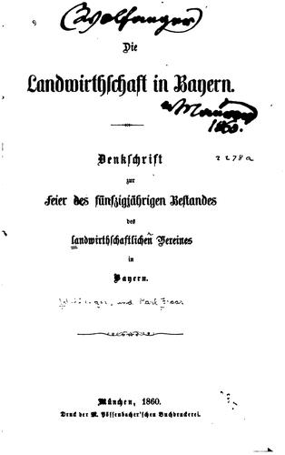 Die landwirthschaft in Bayern.