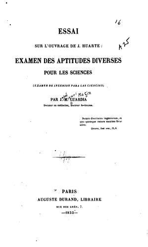 Essai sur l'ouvrage de J. Huarte