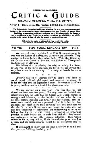 The Medical critic and guide.