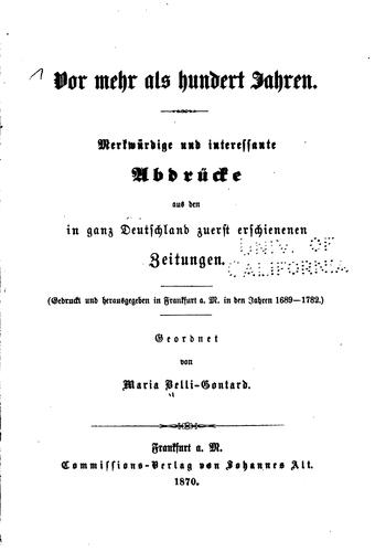 Vor mehr als hundert jahren.