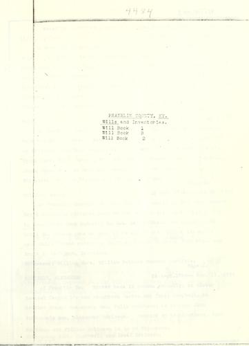Franklin County, Ky. wills and inventories