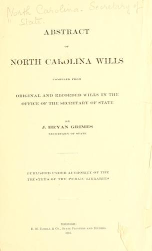Abstract of North Carolina wills