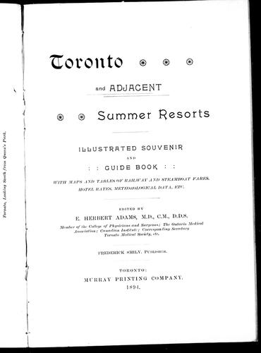 Toronto and adjacent summer resorts