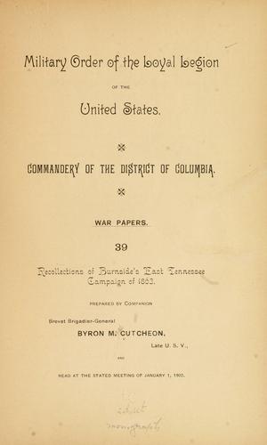 Recollections of Burnside's East Tennessee campaign...