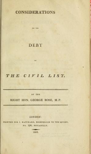 Considerations on the debt of the civil list