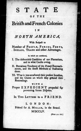 State of the British and French colonies in North America