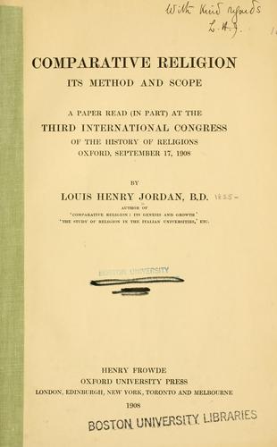 Comparative religion, its method and scope