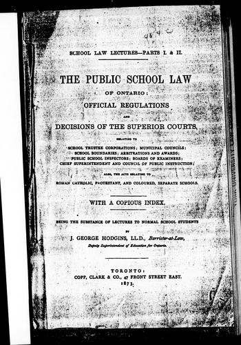 The public school law of Ontario