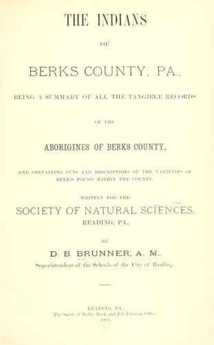 The Indians of Berks County, Pa.