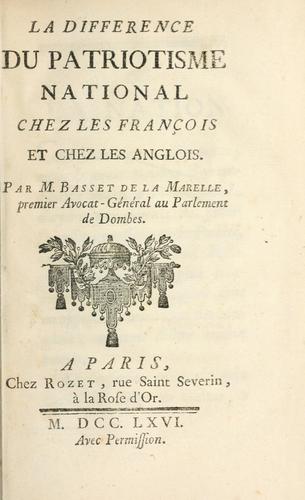 La difference du patriotisme national chez les François et chez les Anglois