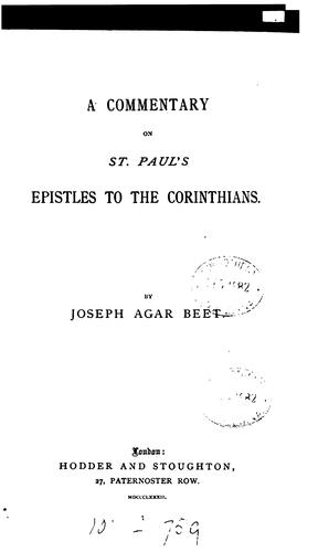 A commentary on st. Paul's Epistles to the Corinthians