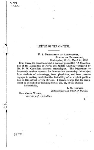 A Classification of the mosquitoes of North and Middle America