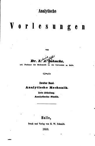 Analytische Vorlesungen