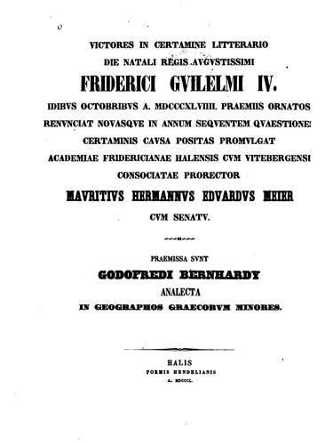 Analecta in Geographos Graecorum minores