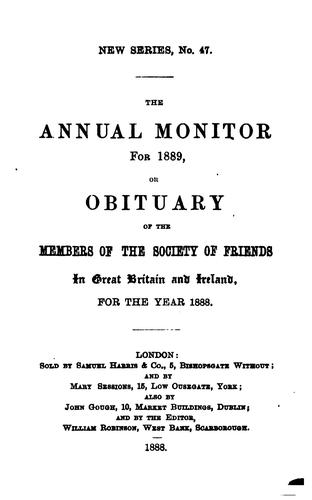 The Annual Monitor for ... , Or, Obituary of the Members of the Society of ...