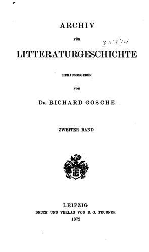 Archiv für Litteraturgeschichte