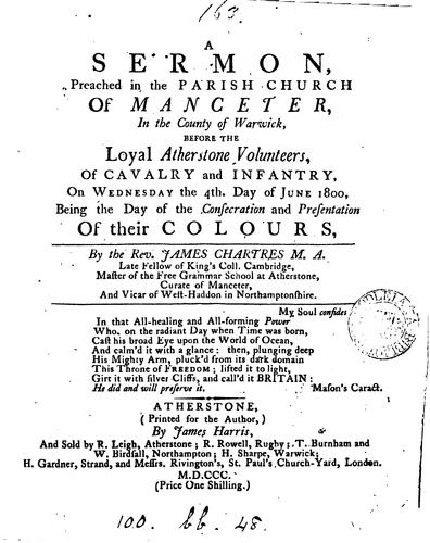 A sermon [on Nehem. iv, 14] preached in the parish church of Manceter