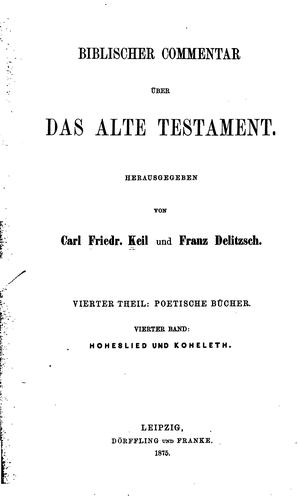 Biblischer Commentar ub̈er die poetischen Buc̈her des alten Testaments
