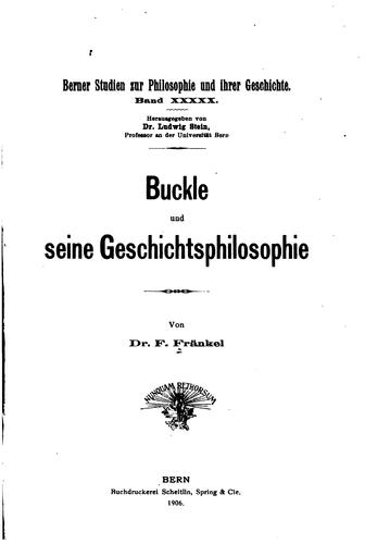 Buckle und seine Geschichtsphilosophie...