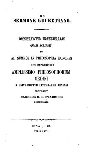 De sermone Lucretiano...