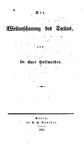 Die Weltanschauung des Tacitus