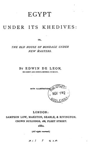Egypt under its khedives [&c.].