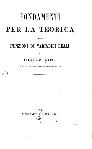 Fondamenti per la teorica della funzioni di variabili reali