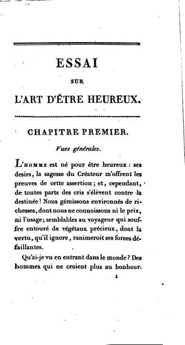 Essai sur l'art d'�etre heureux