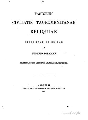 Fastorum civitatis Tauromenitanae reliquiae