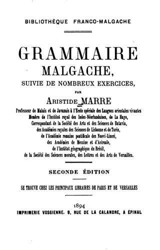 Grammaire malgache: suivie de nombreux exercices