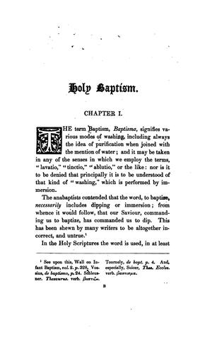 Holy Baptism: A Dissertation