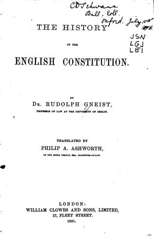 The History of the English Constitution