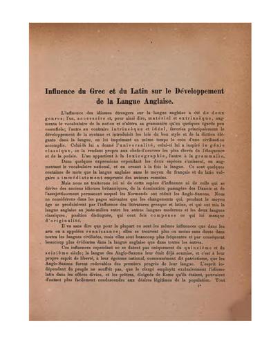 Influence du grec et du latin sur le développement de la langue anglaise. (Jahresb., K. Gymn. zu ...