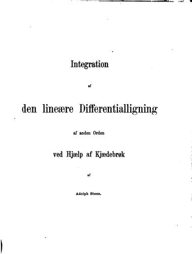 Integration af lineære Differentialligninger af anden Ordenved Hjælp af Kjædebrøker