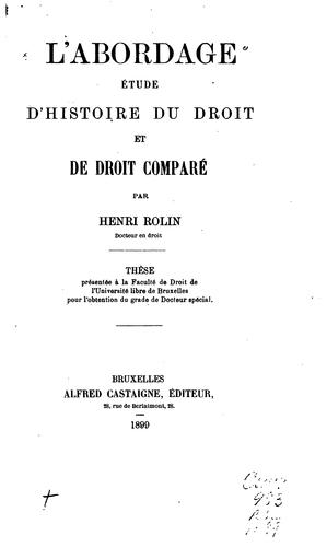 L'abordage: étude d'histoire du droit et de droit comparé