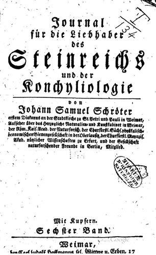 Journal für die Liebhaber des Steinrechs und der Konchyliologie
