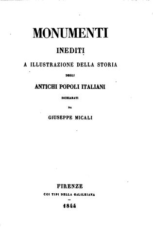Monumenti inediti a illustrazione della storia degli antichi popoli italiani