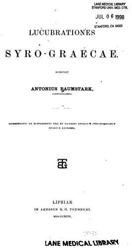Lucubrationes Syro-Graecae