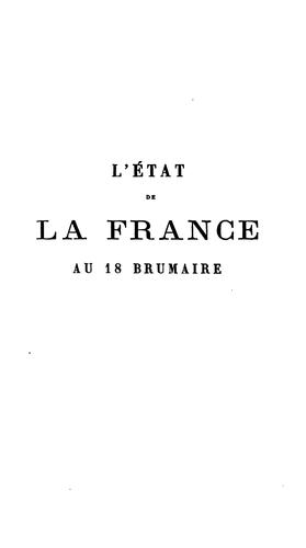 L'état de la France au 18 brumaire