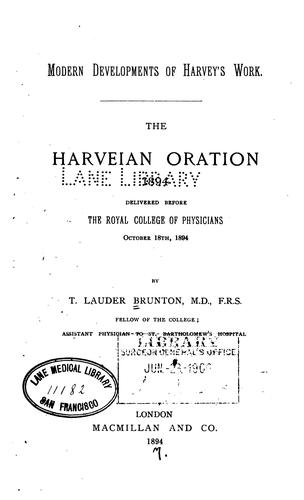 Modern Developments of Harvey's Work