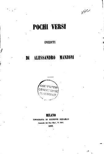 Pochi versi: inediti