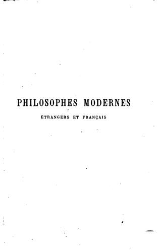 Philosophes modernes, étrangers et français