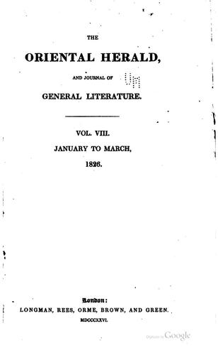 The Oriental Herald and Journal of General Literature