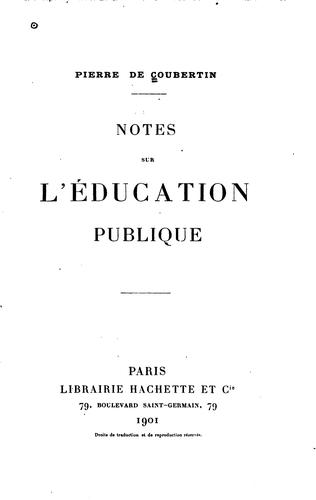 Notes sur l'éducation publique
