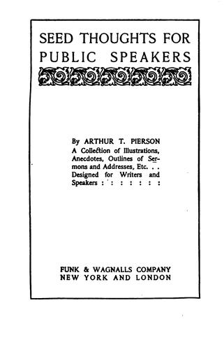 Seed Thoughts for Public Speakers