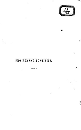 Pro Romano Pontifice: Ruc̈kblick und Abwehr