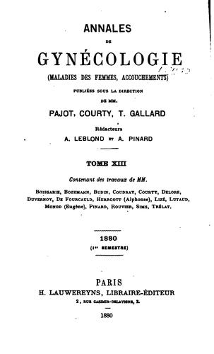 Annales de gynécologie et d'obstétrique