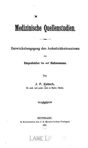 Medizinische Quellenstudien